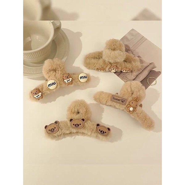 Kẹp tóc gắp lông hình gấu cute