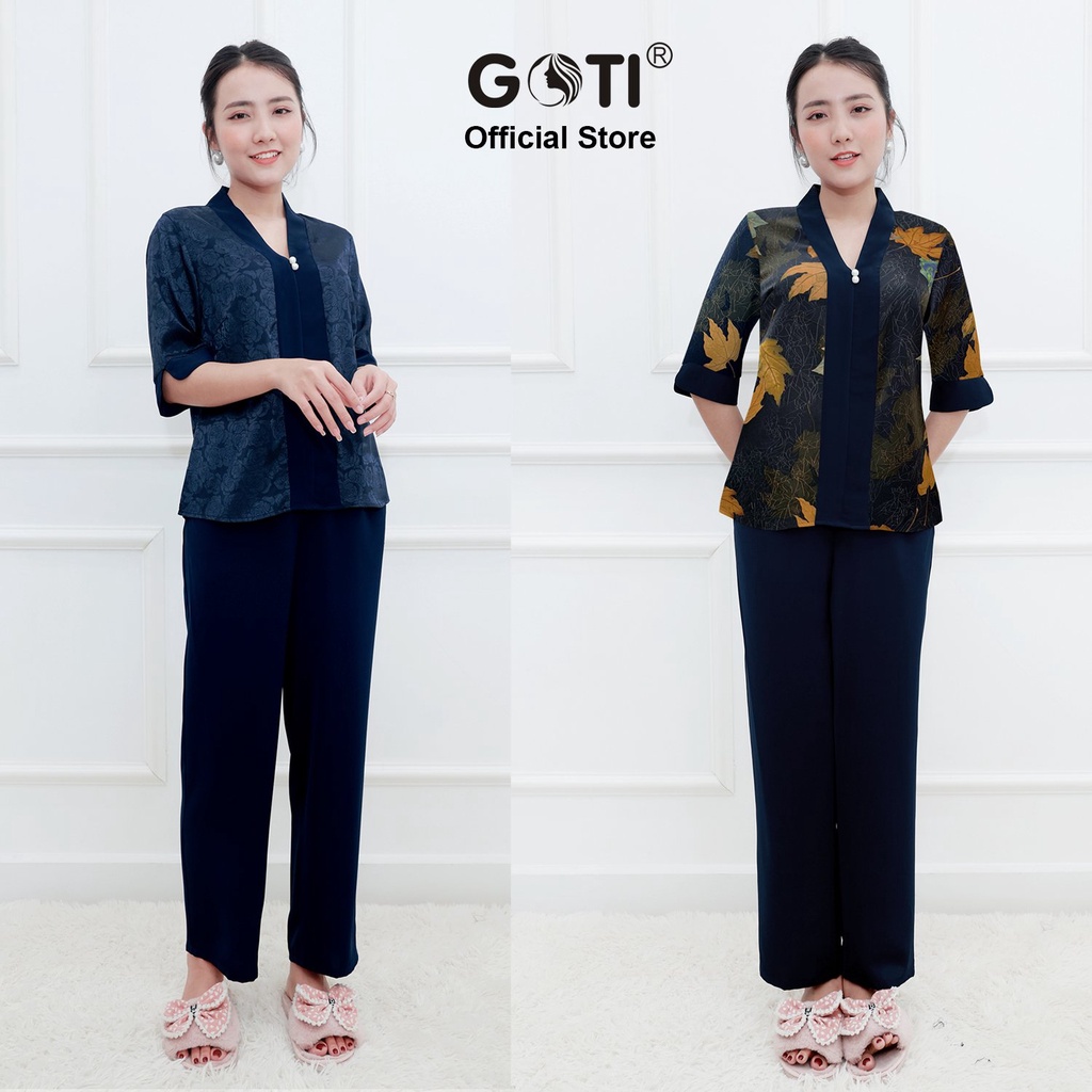 Đồ Bộ Trung Niên GOTI Mặc Lễ Tết Sang Trọng Chất Gấm Cao Cấp Cổ Chui Tay Lững Có Túi Pijama Lụa Cho Mẹ 3359 3360