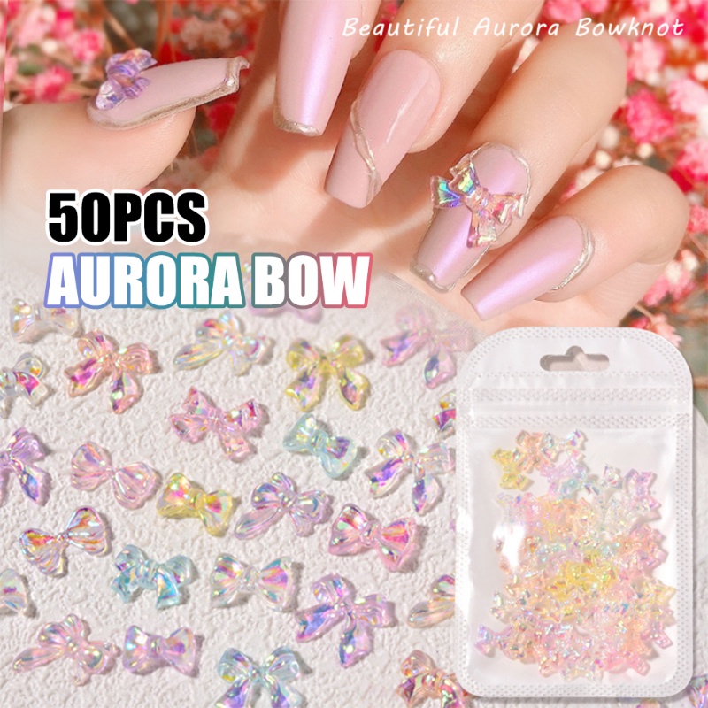 Bộ 50 Phụ Kiện Đính Trang Trí Móng Tay 3D DIY Xinh Xắn