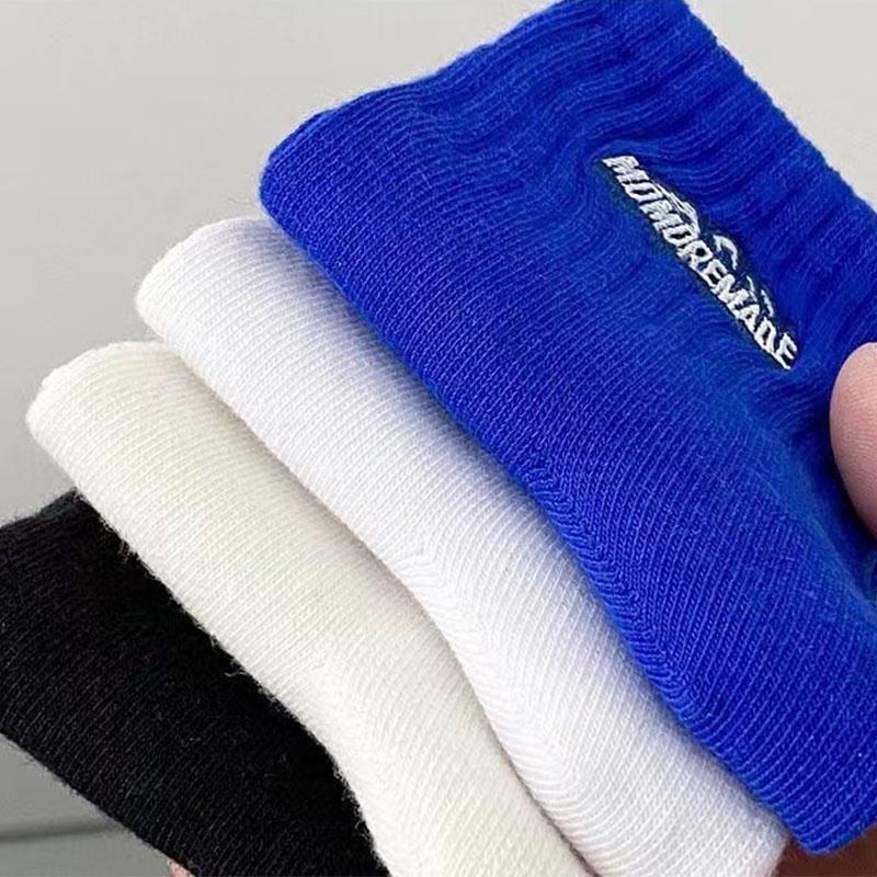 Vớ Cotton Cổ Vừa Thoáng Khí Thêu Họa Tiết Đơn Giản Màu Sắc Thời Trang Cho Nam Và Nữ