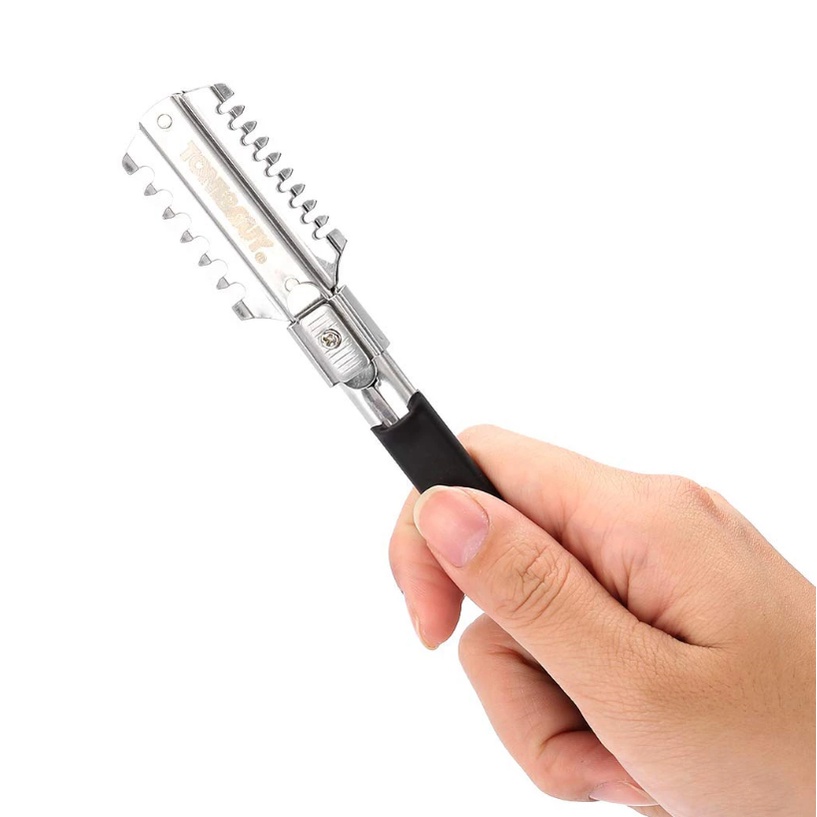 Lược Chải Tóc Hai Mặt Bằng Thép Không Gỉ Kèm 10 Lưỡi Dao Cắt