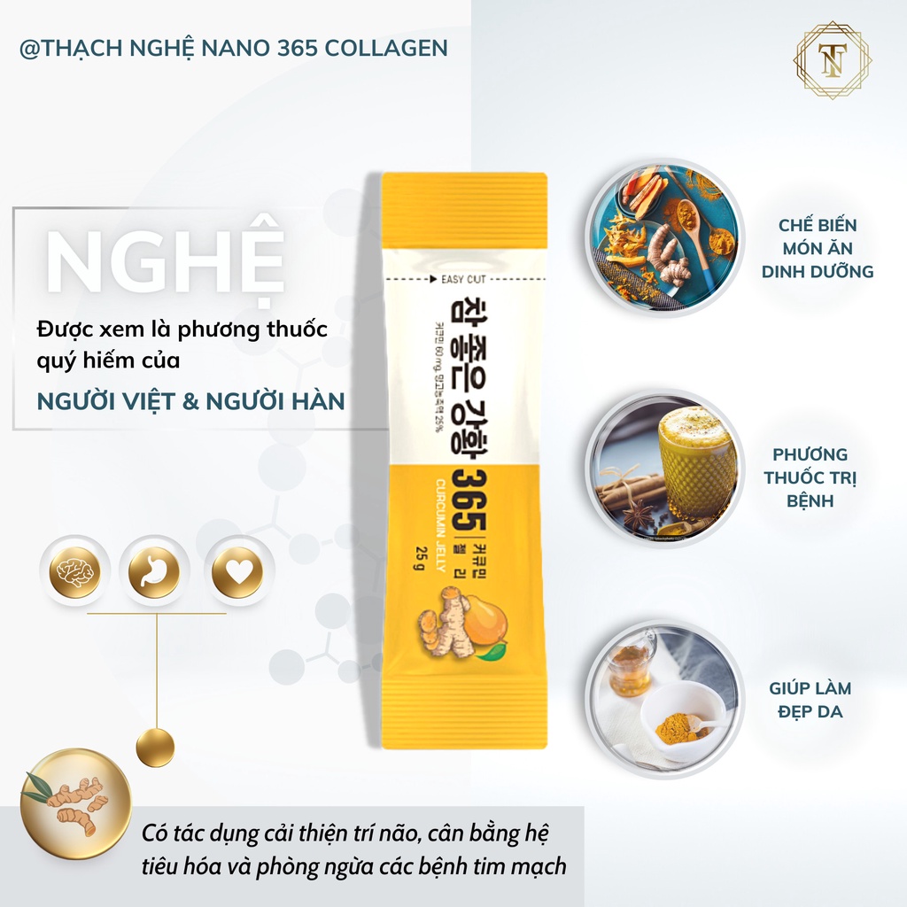 [QUÀ HẤP DẪN] Combo 2 hộp Thạch Nghệ Nano Curcumin 365 Collagen Hàn Quốc Hỗ Trợ Bổ Não Cải Thiện Sức Khỏe