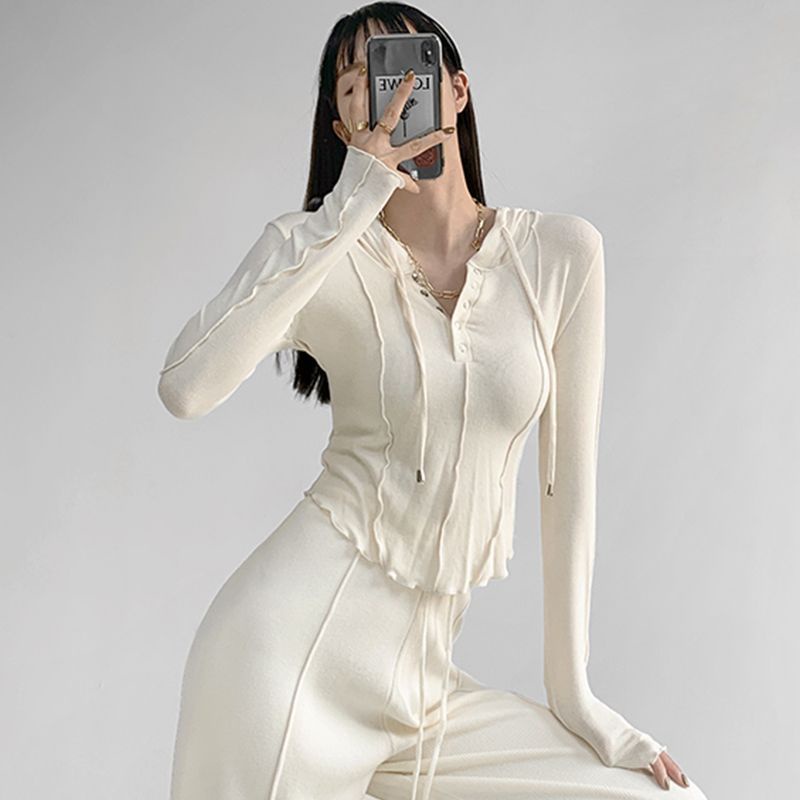 COZOK Áo Hoodie Tay Dài Dáng Ôm Thời Trang Cho Nữ