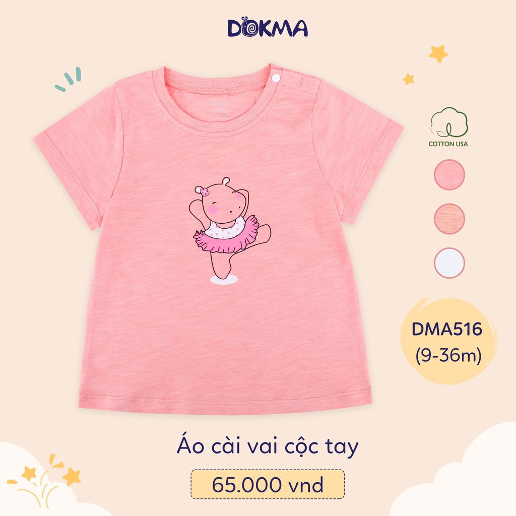 Áo cộc tay bé gái Dokma DMA516 cho bé từ 6 tháng- 36 tháng