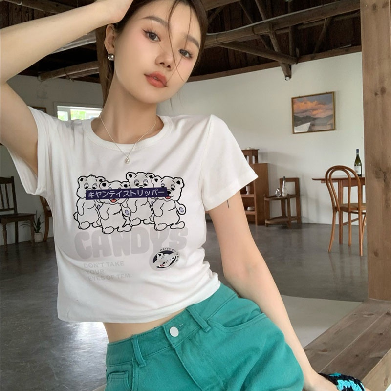 Áo Thun cotton Mỏng Ngắn Tay Cổ Bẻ Lưng Thời Trang Mùa Hè Cho Nữ áo croptop