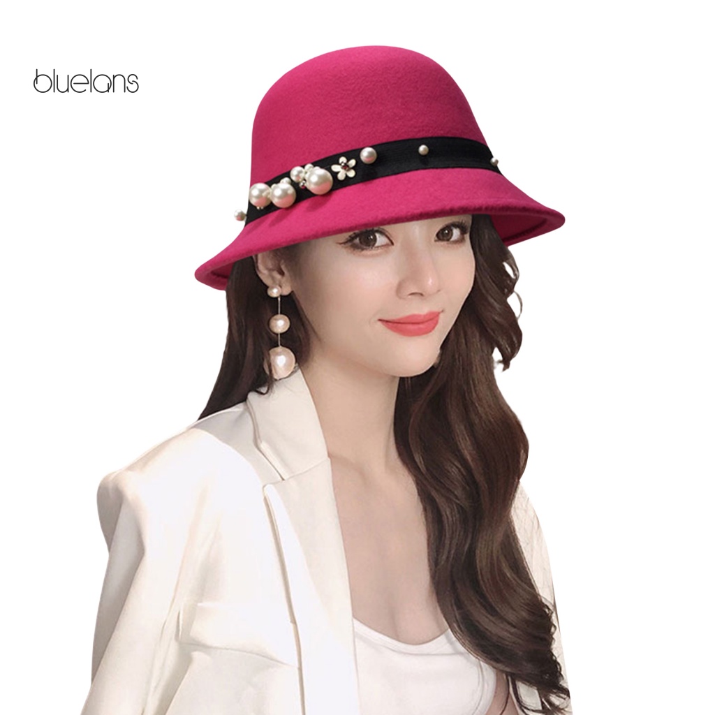 Mũ Vành Tròn Đính Ngọc Trai Giả Phong Cách Anh Quốc Cổ Điển Thời Trang Cho Nữ