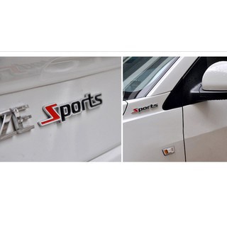 Logo nổi chữ SPORT kim loại trang trí ô tô xe máy
