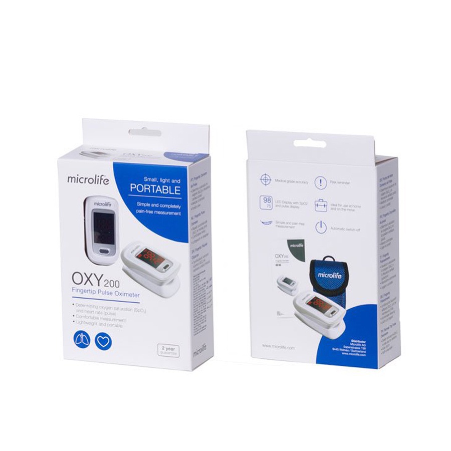 Máy Đo Nồng Độ Oxy Trong Máu Spo2 và Nhịp Tim Microlife Oxy200 | Thương Hiệu Thụy Sỹ - Bảo Hành 2 năm