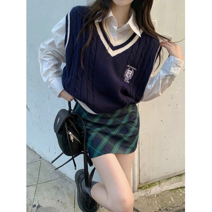 COZOK Áo Len Không Tay Cổ Chữ V Form Rộng Kiểu Dáng Hợp Thời Trang