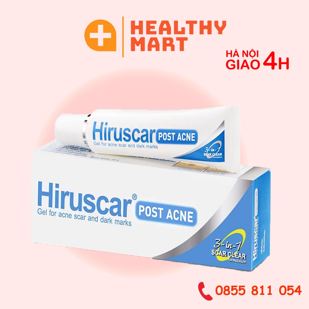 ✔️️️️Gel làm mờ sẹo mụn và thâm mụn Hiruscar Post Acne DKSH trắng xanh