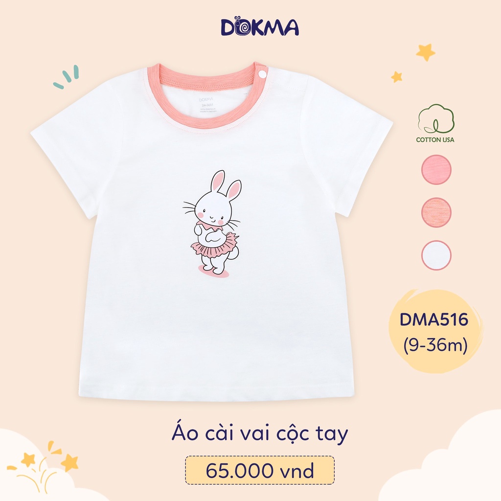 Áo cộc tay bé gái Dokma DMA516 cho bé từ 6 tháng- 36 tháng