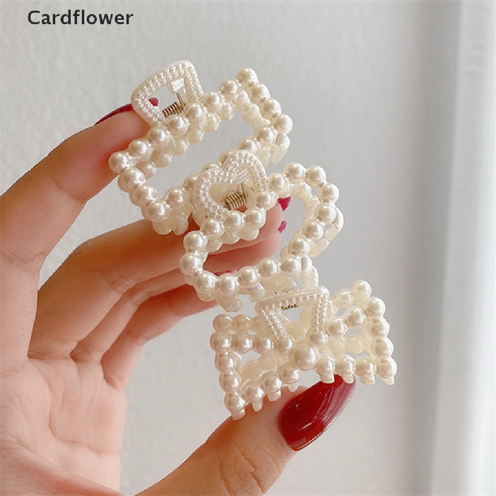 < Cardflower > Kẹp Tóc Móng Vuốt Đính Ngọc Trai Giả Hình Nơ Trái Tim Hoạt Hình Dễ Thương Ngọt Ngào Thanh Lịch Cho Nữ