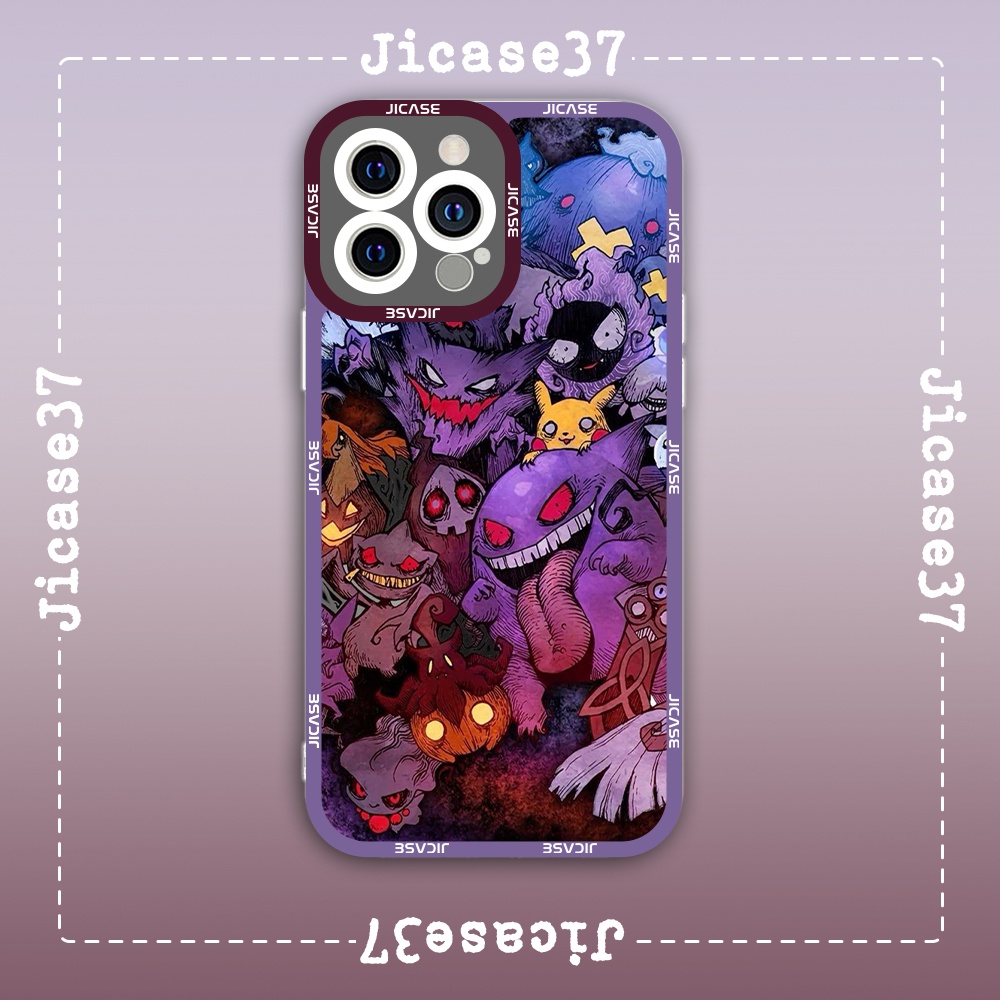 Ốp lưng iphone cạnh vuông Jicase JMcase Pikachu Gengar Pokemon Collage Anime Manga x/xs/11/12/pro/max/plus/promax