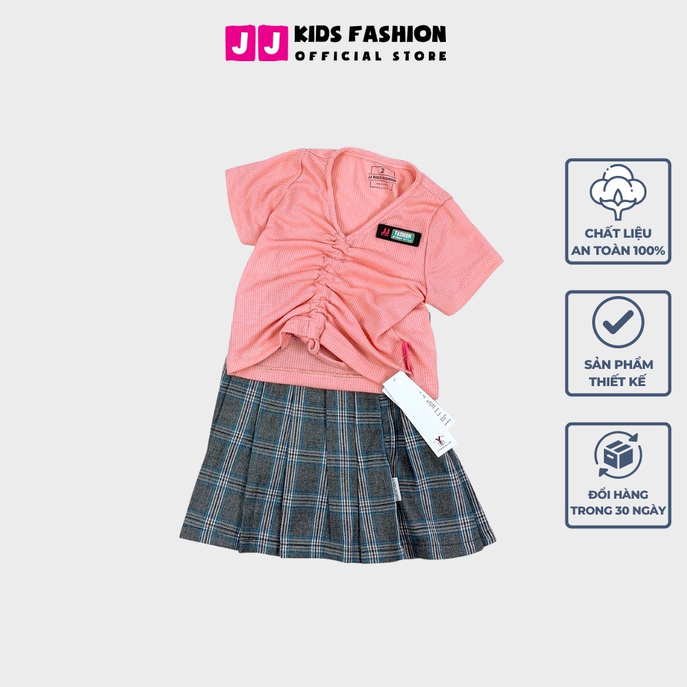 Set váy cho bé gái xếp ly áo crop top đáng yêu dịu dàng - JJ Kids