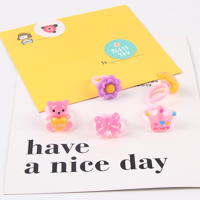 Set 10 Nhẫn Hoạt Hình disney Xinh Xắn Cho Bé Gái