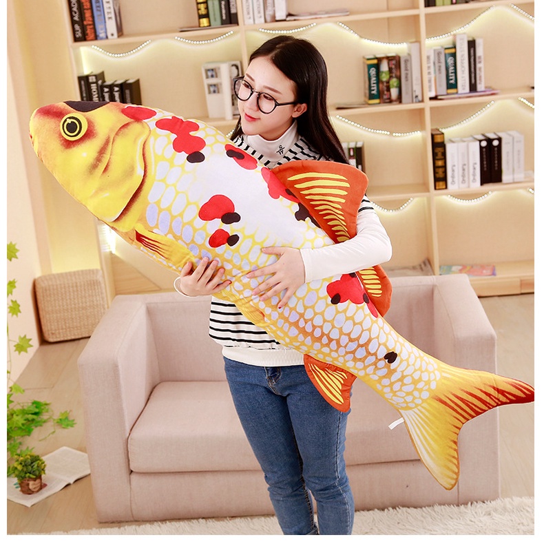 THÚ BÔNG HÌNH CÁ KOI 3D SIZE TO  GỐI ÔM CÁ KOI 3D ĐỘC ĐÁO, MỀM MỊN, HÀNG XỊN CAO CẤP