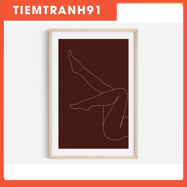 Tranh treo tường | Line art-Female line art, Burgundy print, Line Art Legs 70 , tranh canvas giá rẻ