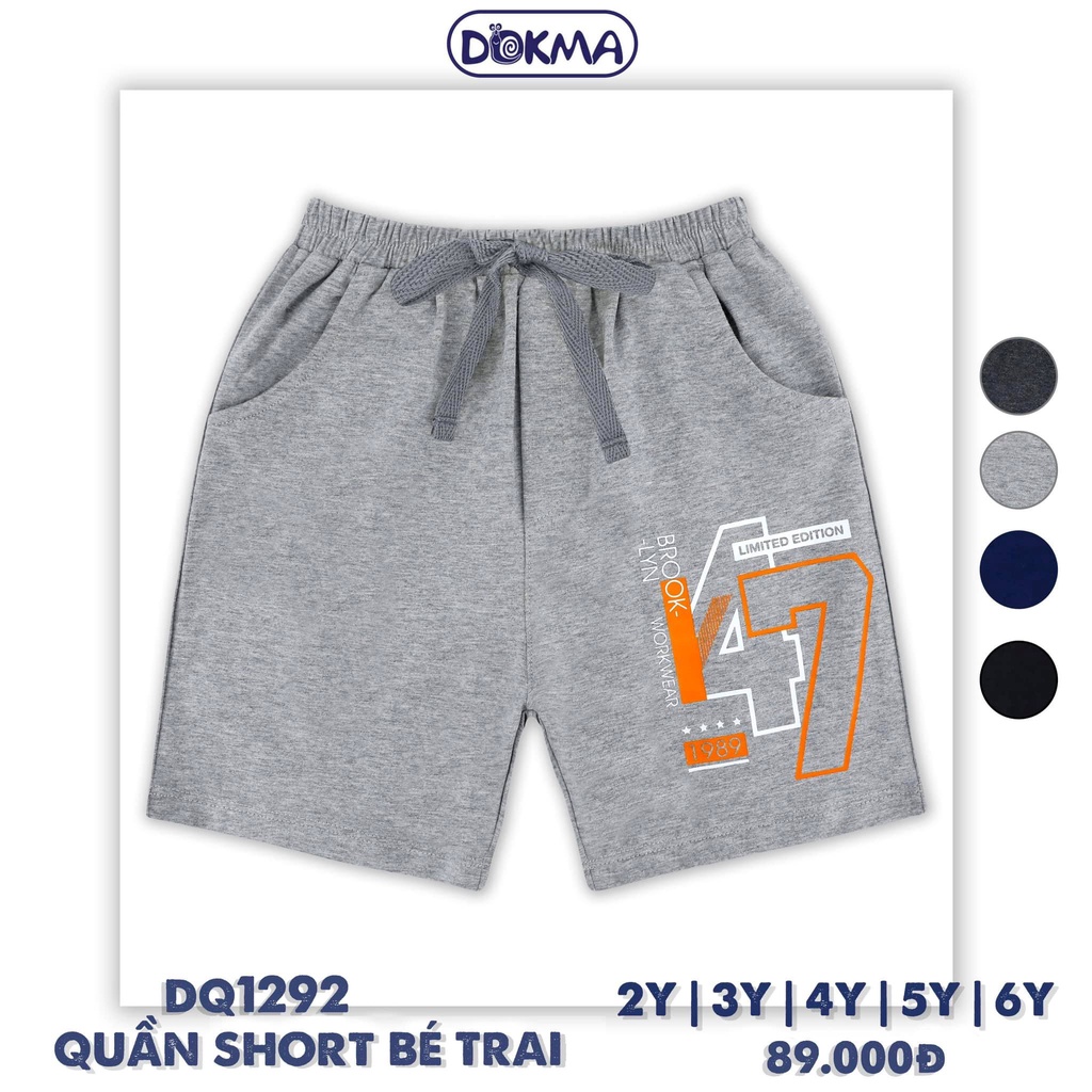 Quần đùi, quần short bé trai cotton Dokma DQ956S size 2-6Y