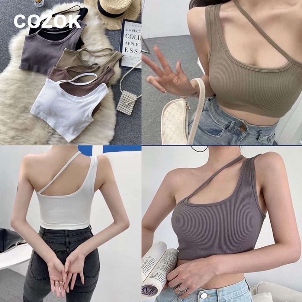 Áo Croptop Cotton Mềm Mại Không Tay Eo Cao Phong Cách Hàn Quốc Cho Nữ