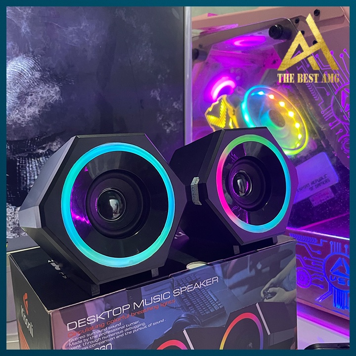 Loa Máy Tính Để Bàn Có Dây LED RGB 2.0 Kisonli L6060 - Loa Vi Tính Laptop Nghe Nhạc