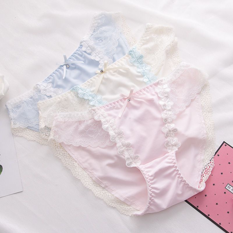 Hàng Mới Về Set 3 Quần Lót Lụa Lưng Thấp Không Đường May Phong Cách Nhật Hàn Cho Nữ
