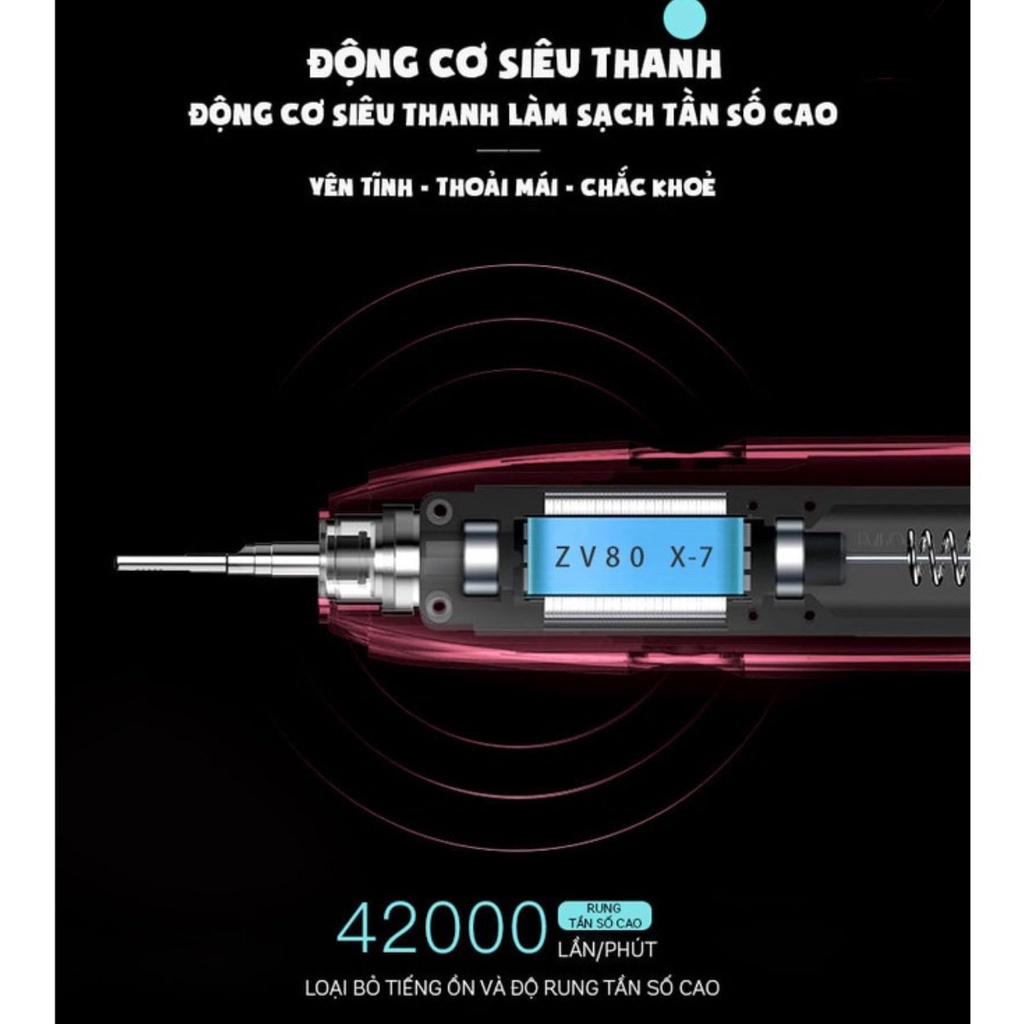 Bàn chải điện HAMANI X7 Pro 6 chế độ rung máy đánh răng điện tự động chải sạch mảng bám chăm sóc răng bảo hành 6 tháng