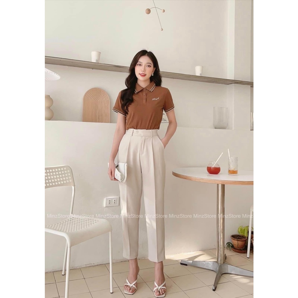 Áo Thun Polo Nữ Cổ Bẻ Viền Kẻ Cao Cấp | BigBuy360 - bigbuy360.vn