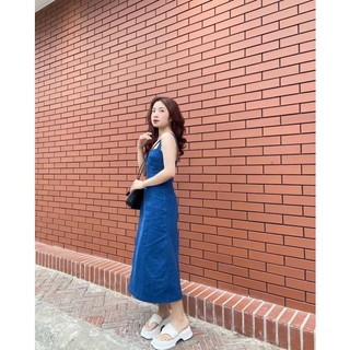 ĐẦM MIDI JEAN DENIM 2 DÂY SUÔNG