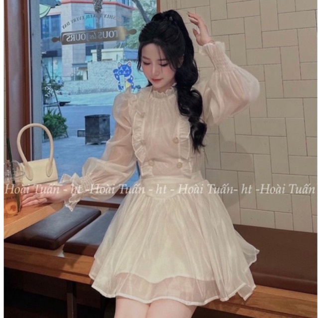 Đầm Voan Tơ Xoè Bồng Bềnh Công Chúa Sang Chảnh V0023, Váy Xinh Đi Tiệc Đính Khuy Đồng Hàng Có Sẵn Lemie By Lekemqc