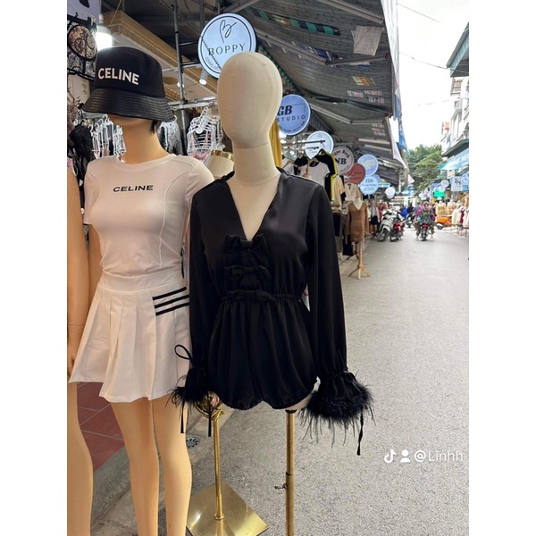 Jum dành cho nữ vải lụa tay lông sang chảng ngực gắn nơ nhỏ xinh | BigBuy360 - bigbuy360.vn