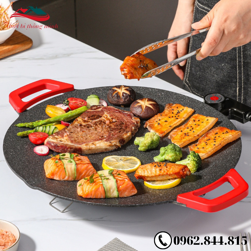 Chảo đá nướng điện chống dính Hàn Quốc, Chảo chiên không dầu giảm chất béo trong đồ ăn, Chảo đá nướng đa năng tiện ích