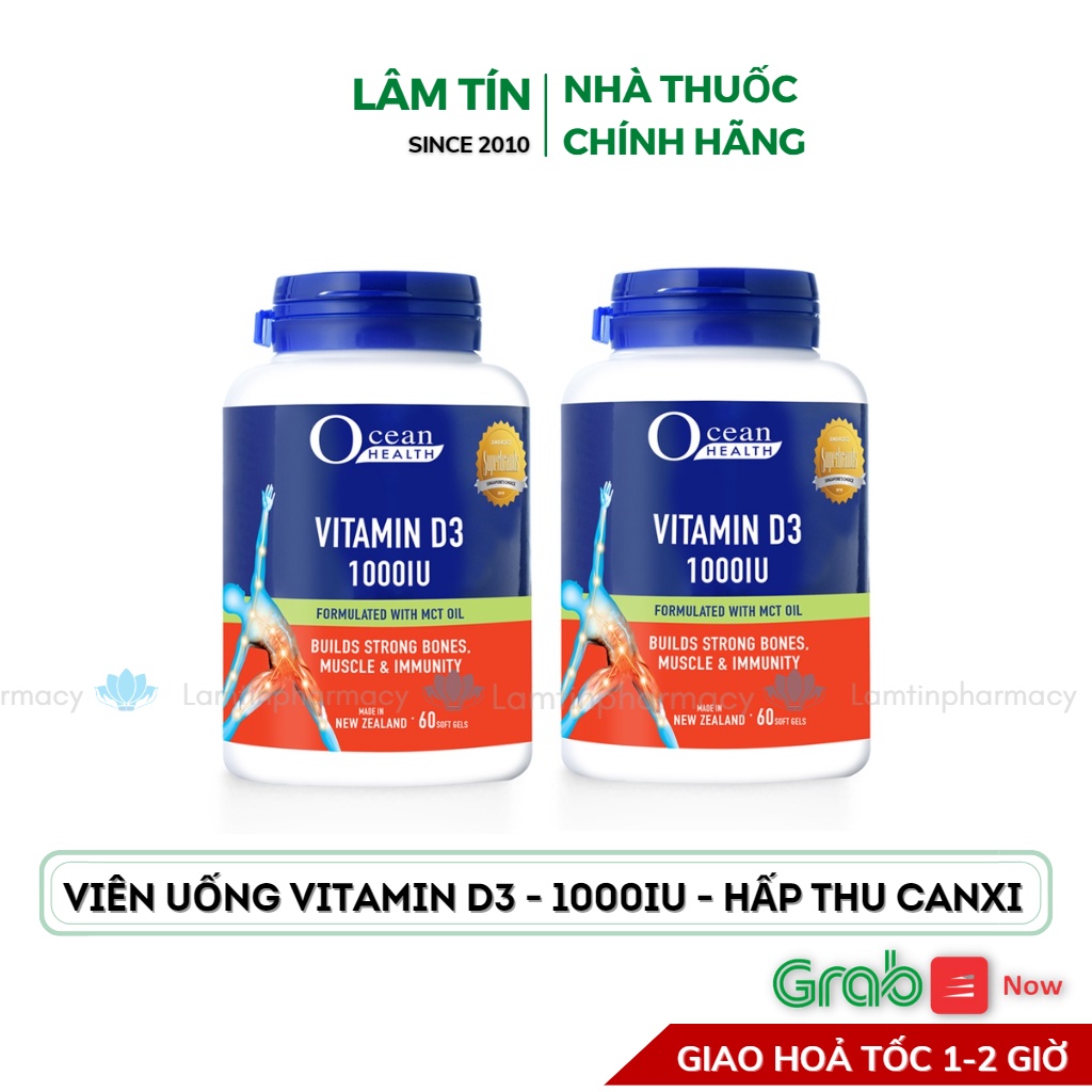 ✅(Chính Hãng) Vitamin D3 1000IU Ocean Health hấp thu canxi tối ưu ( 60viên )