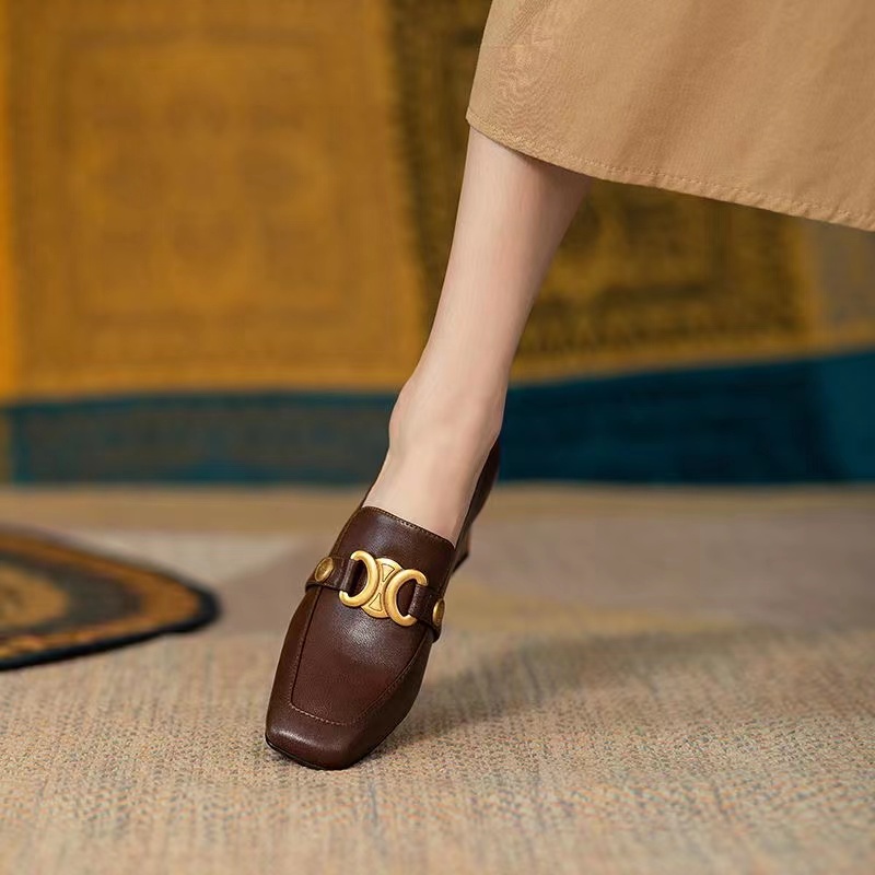 Giày Cao Gót Da Mềm Đế Dày Cao Gót Phối Lông Vũ Chống Trượt Thời Trang Cho Nữ Giày Cao Gót Thời Trang Thanh Lịch Cho Nữ