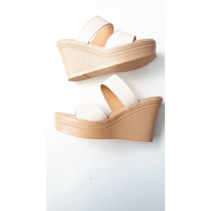 Dép nữ đế xuồng cao 9 phân da bò thật cao cấp VI VI .