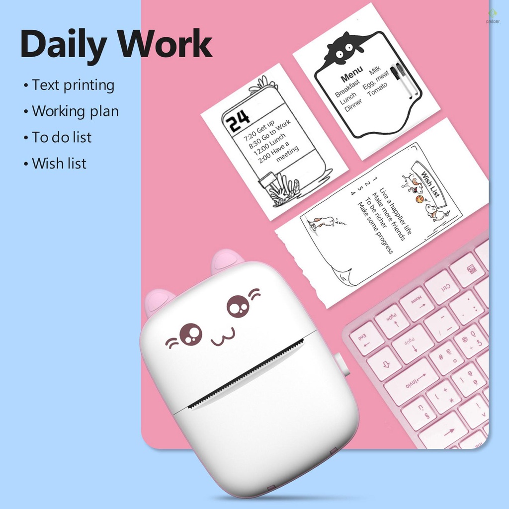 Máy In Nhiệt Mini BT Với Dây Cáp USB Cho Tài Liệu Ảnh Note