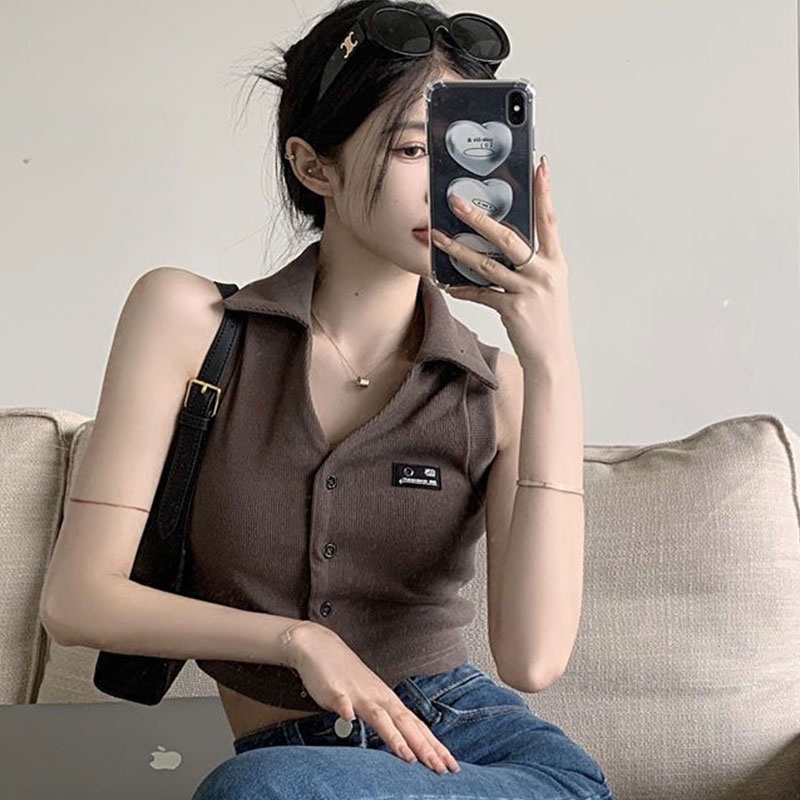 Neeeh Áo Thun polo Sát Nách Màu Trơn Sang Trọng Thích Hợp Mặc Trong Và Ngoài Trời Phong Cách Mỹ Cổ Điển Mùa Hè Kiểu Mới Cho Nữ