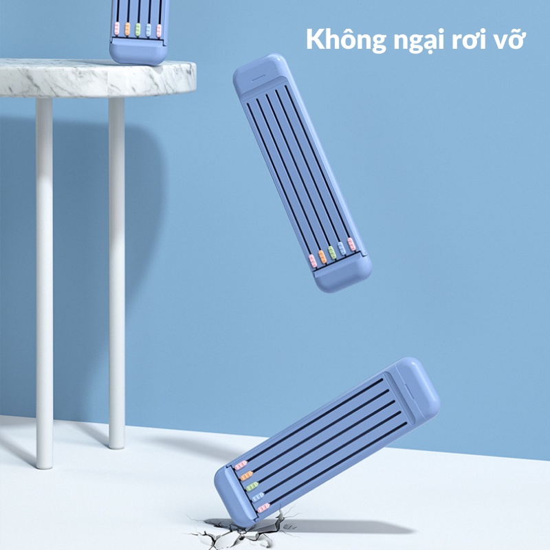 Bút Chì Hộp Thông Minh Gọn Nhẹ Siêu Bền Có 5 Cây Bút Chì 2B Thước Kẻ Và Cục Tẩy Sandrine HB-02 - Hàng Chính Hãng