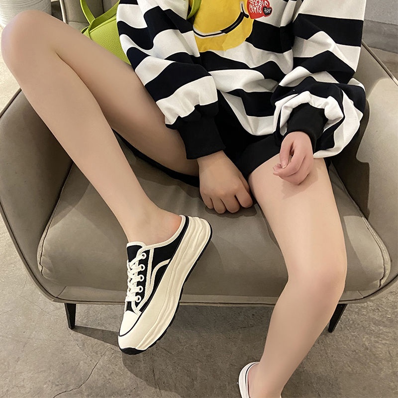 Dép Bít Mũi Vải Canvas Đế Dày Tăng Chiều Cao Thời Trang Mùa Hè Hàng Mới 2023 SH3782