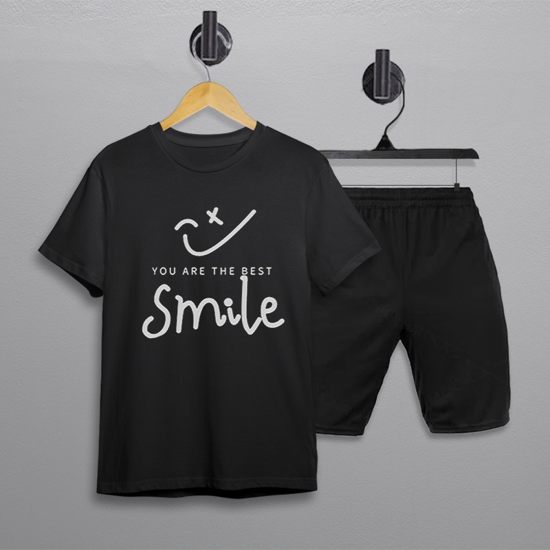 Set Bộ Cộc Thun Nam Nữ, Họa Tiết Mặt Cười Smile, Shop Quần Áo TinaStore