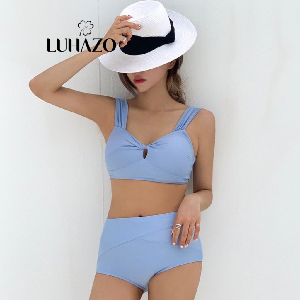 Bikini 2 mảnh đồ bơi đi biển 2 dây bản to xoắn ngực sexy cạp cao LUHAZO che bụng tốt nâng ngực hở lưng  2536 F-10