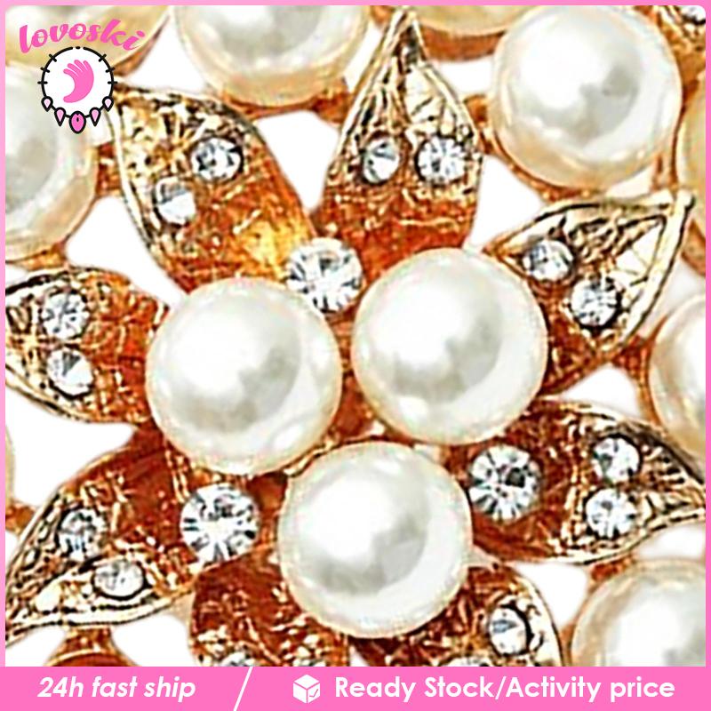 Bông Tai Hình Hoa Đính Ngọc Trai Giả Thanh Lịch Dành Cho Nữ