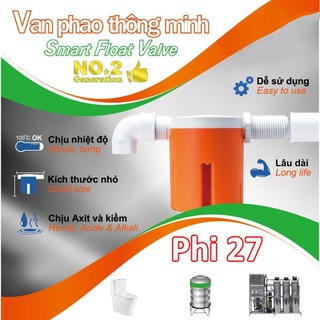 Van phao cơ thông minh onpas phi 27 tự ngắt lắp cho bồn nước, bể cá, hồ bơi