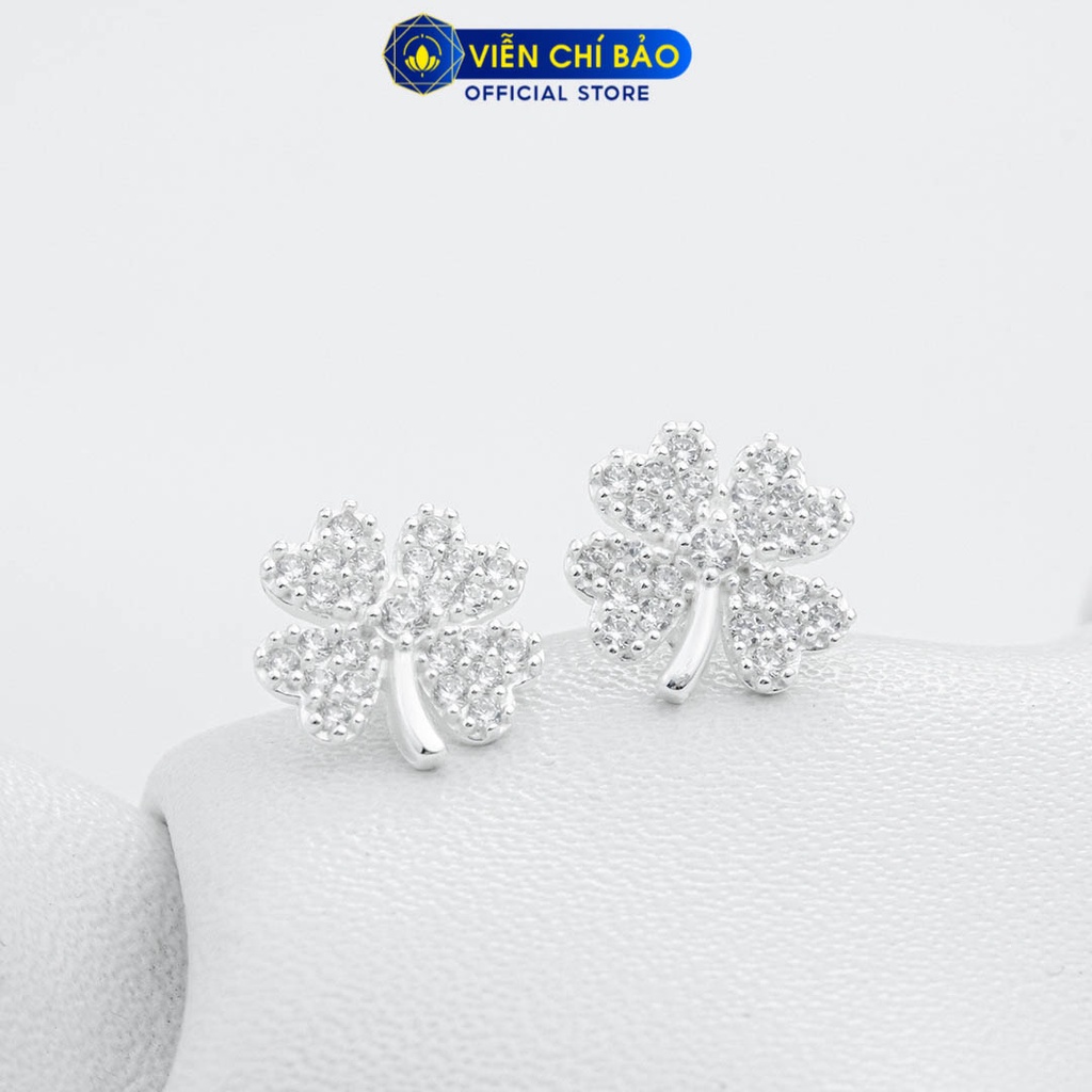 Bông tai bạc nữ cỏ 4 lá có đuôi (new) chất liệu bạc 925 thời trang phụ kiện trang sức nữ Viễn Chí Bảo B400028