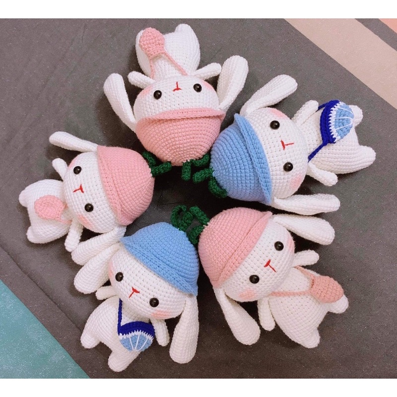 Thỏ móc Len nhồi Bông - Thú Bông Len Handmade Đan Móc Thủ Công Bằng Tay_làm quà tặng sinh nhật bạn bè người thân