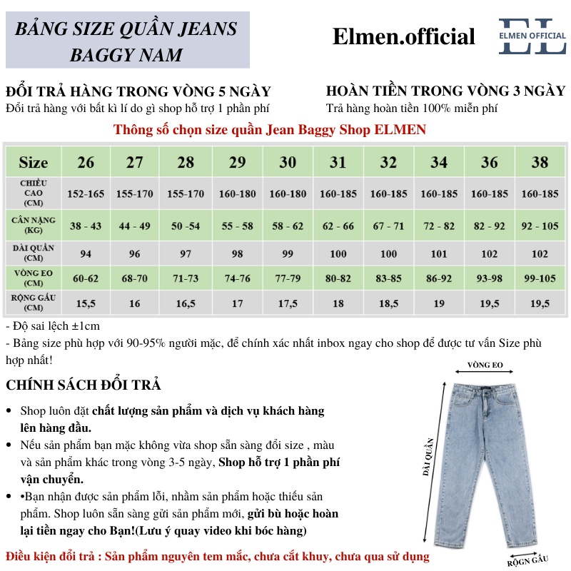 Quần Jean nam đen rách gối phom suông rộng RG02 chất vải bò jean baggy nam rách dáng suông ELMEN hottrend 2022