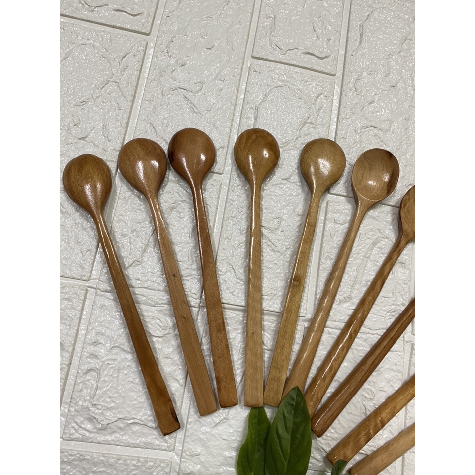 [Bộ 10c] Thìa gỗ, muỗng gỗ, thìa chanh, thìa mật ong, cafe đá KT: 20.5x3.5cm (ảnh thật)