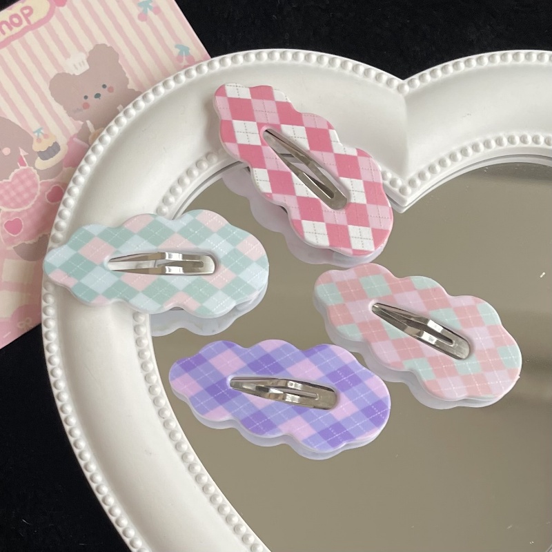 Bộ kẹp tóc màu sắc/Kẹp Tóc Họa Tiết Hoạt Hình Đám Mây Hình Thoi Phong Cách Nhật Hàn Thời Trang
