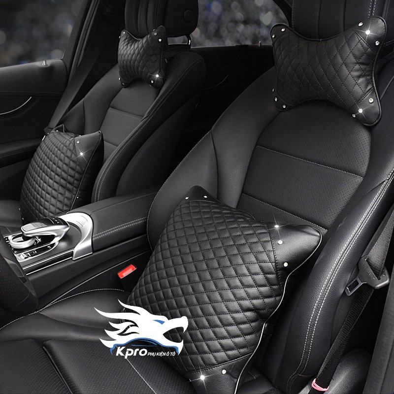 Gối Tựa Lưng Ô Tô To Đính Đá - Hàng Kpro chất lượng cao