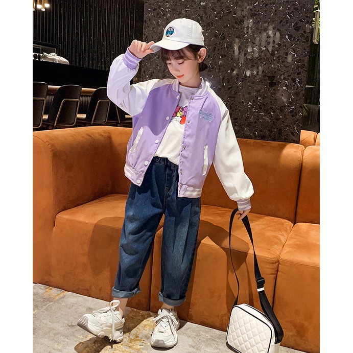 Áo Khoác Bomber Bé Gái Thêu Hình Thỏ/ Áo Khoác Bóng Chày Bé Gái/ Áo Bomber Bé Gái Giá Rẻ 2023/