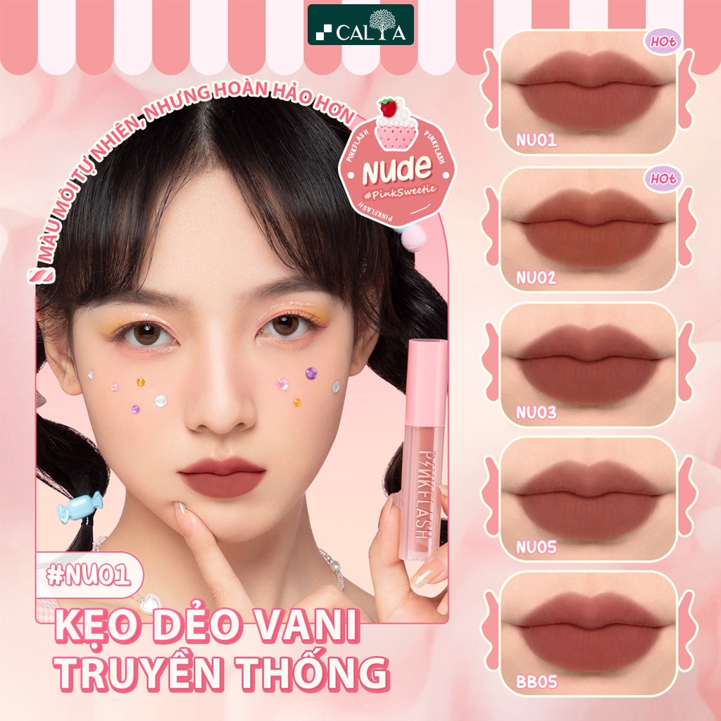 Son Kem Lì PinkFlash Mềm Mịn Như Nhung, Bền Màu - Pink Flash Pinksweetie Powdery Lipgloss PF L16